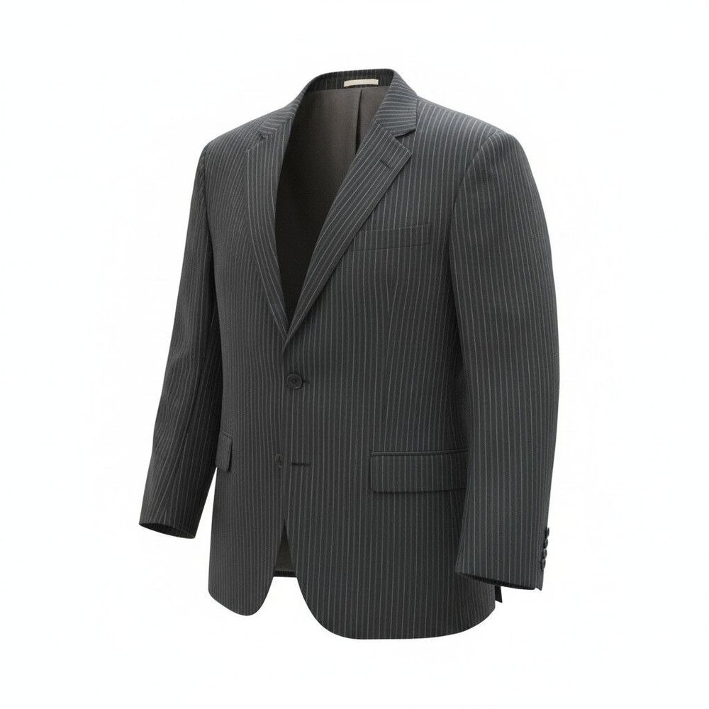 Burberry London 42R Pinstripe Jacket Worsted Wool Designer Blazer Blue Academia